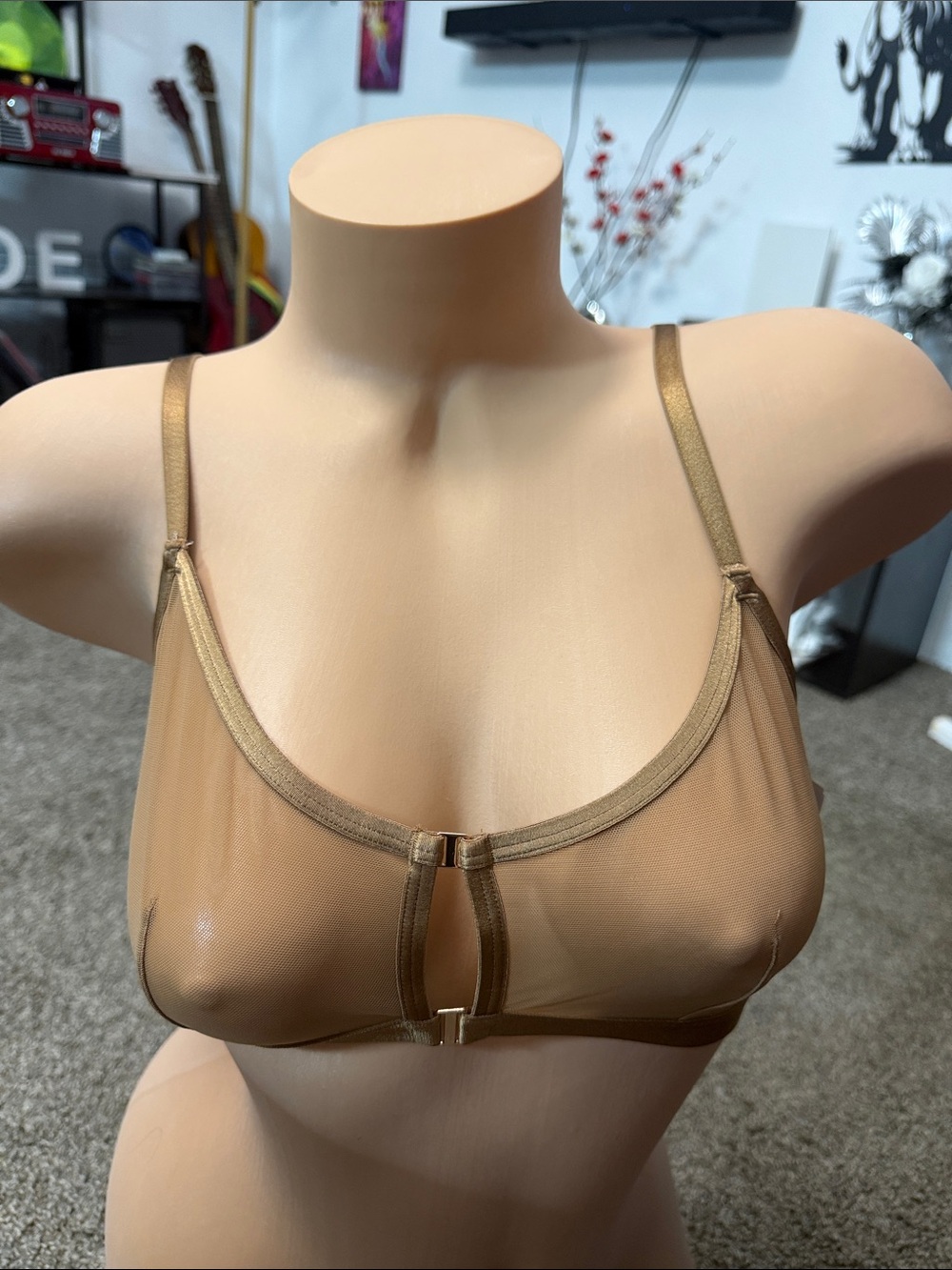 Auden Sheer Strappy Bralette in Nude